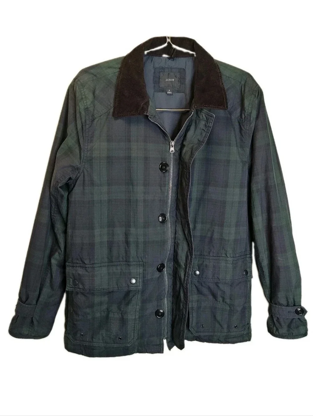 J Crew Men M Highland Skye Jacket Primaloft Hunting Plaid Black Corduroy Collar